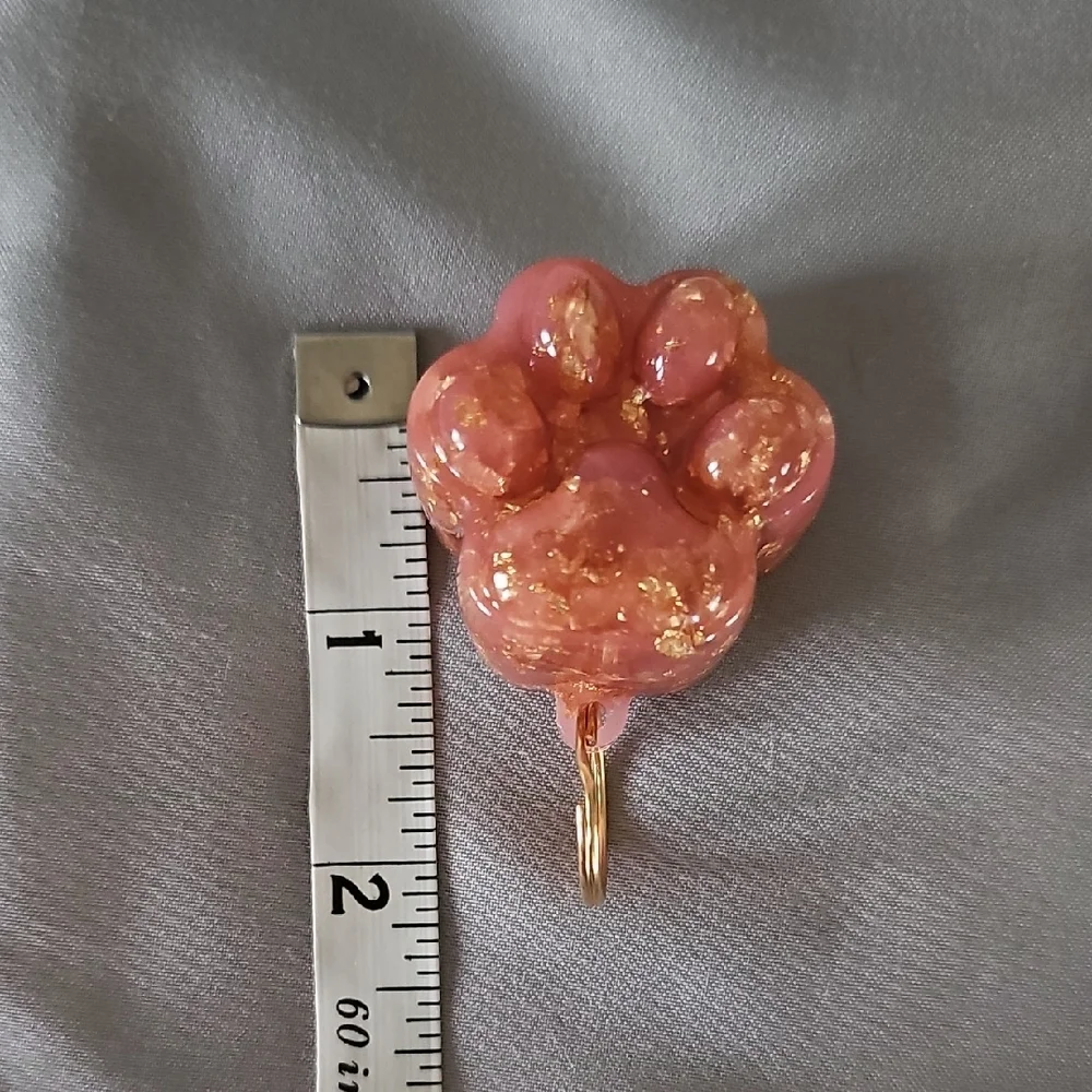 Pink and Gold Paw Keychain Charm